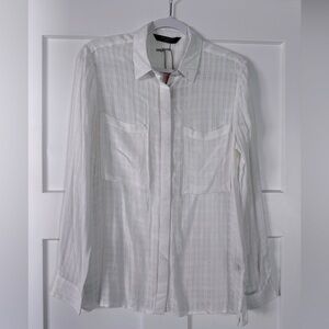 NWT SHEER WHITE BUTTON DOWN BLOUSE SIZE SMALL.